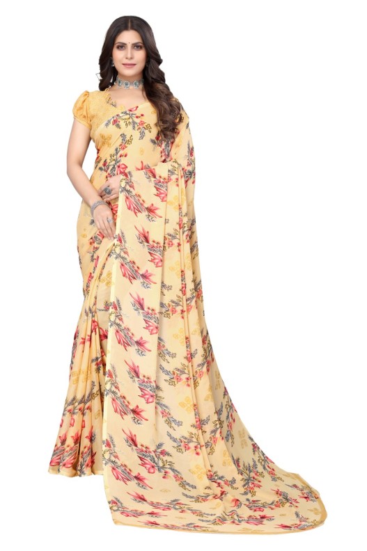 Fancy Georgette Printed Saree With blouse